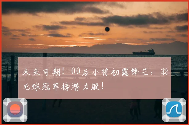 未来可期!00后小将初露锋芒,羽毛球冠军榜潜力股!